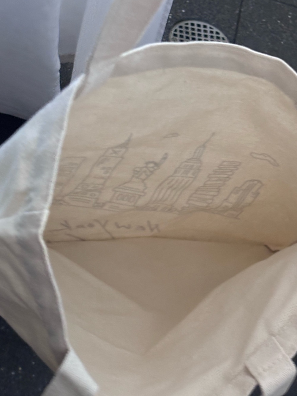New York City Skyline Canvas Shoulder Tote Bag Black White - Brand New - Picture 4 of 4